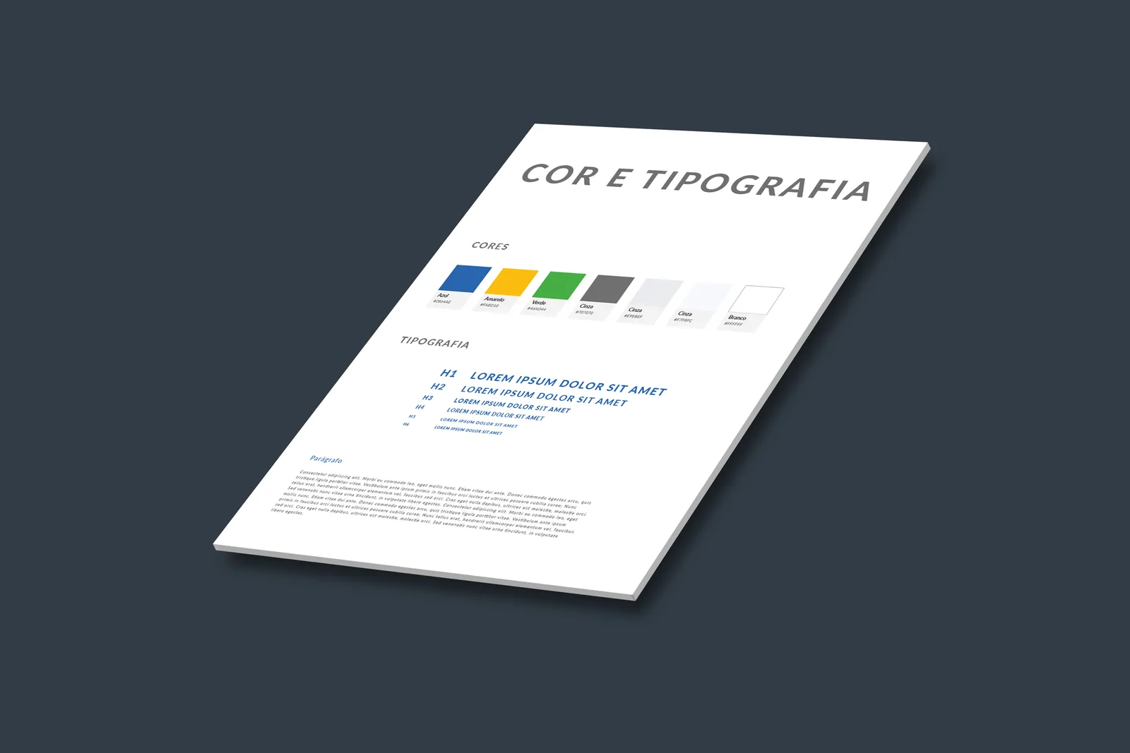Estudo de cor e tipografia com contraste acessível